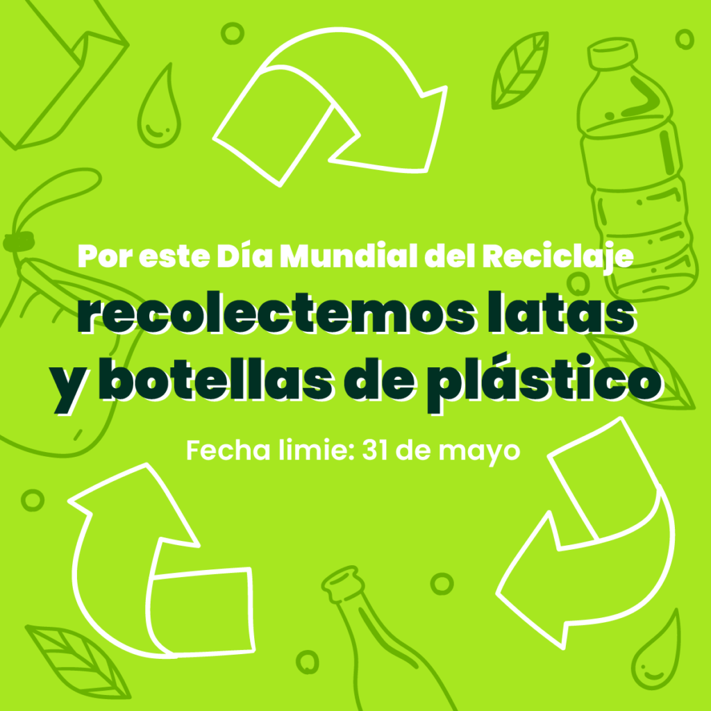 Dibujos de botellas con las flechas de reciclaje sobre fondo verde